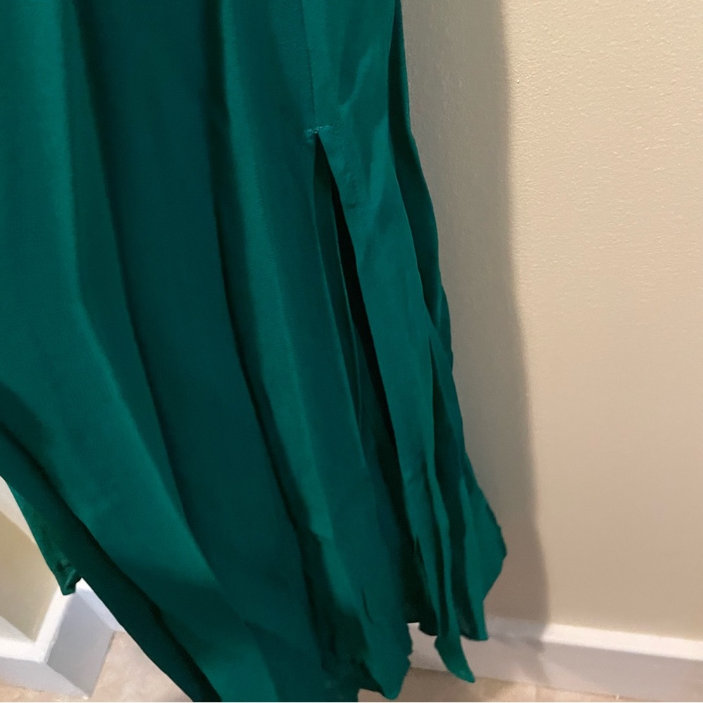 Reformation Green Smocked Midi Dress with Ruffle Straps - Picture 4 of 8
